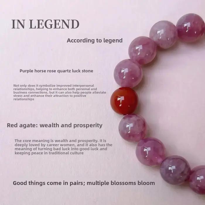 Bracelet en perles de quartz rose naturel pour femmes