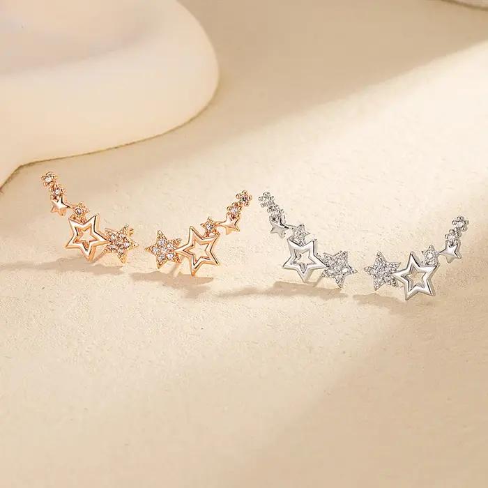 Boucles d'oreilles étoile en argent Sterling 925 et zircon pour femmes