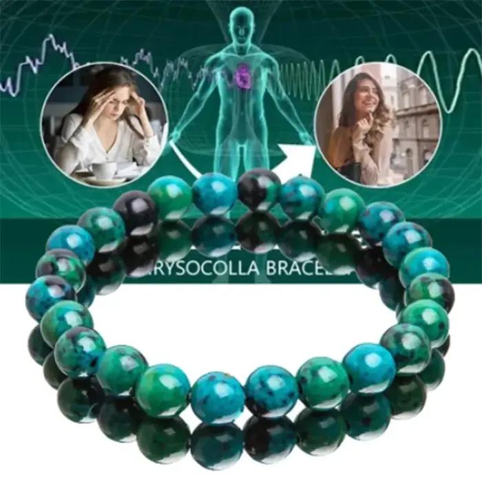 Chrysocolla Malachite Bracelet femmes hommes pierre naturelle perles