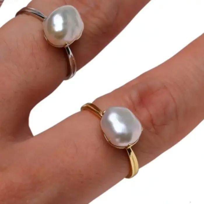 Bague en perles baroques naturelles
