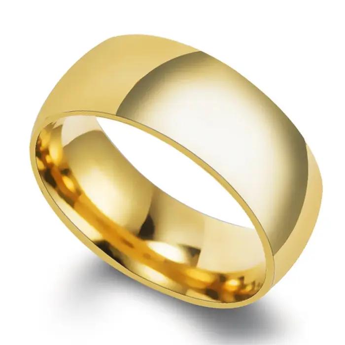 Bague personnalisée avec lettre brillante en acier inoxydable plaqué or pour mariage et occasions spéciales