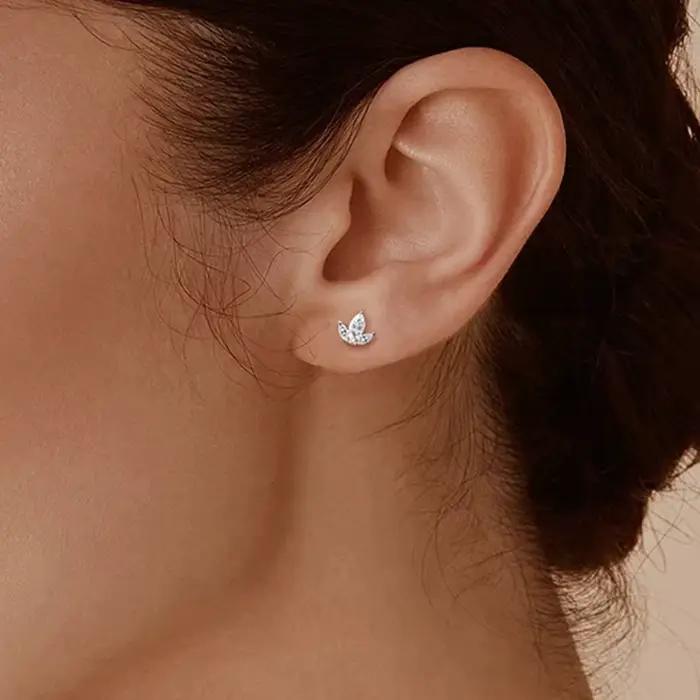 Smyoue Marquise coupe 3 pierres précieuses toutes les boucles d'oreilles Moissanite pour les femmes bijoux scintillants laboratoire diamant pur 925 boucle d'oreille en argent Sterling