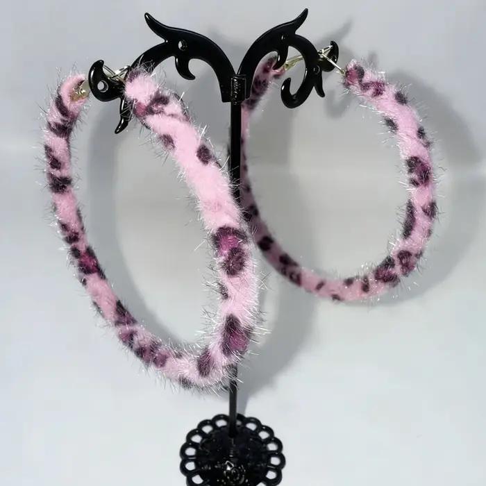 Y2K – boucles d'oreilles imprimées léopard rose pour femmes