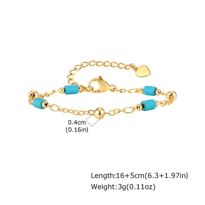 Bracelet Œil Turc En Acier Inoxydable Pour Femmes Perles Turquoises Chaîne De Maillons Protection Amulette Cadeau Occasions Spéciales