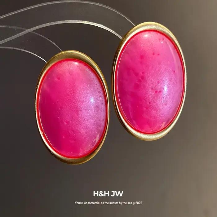 Boucles d'oreilles géométriques vintage rouge rosé 2026