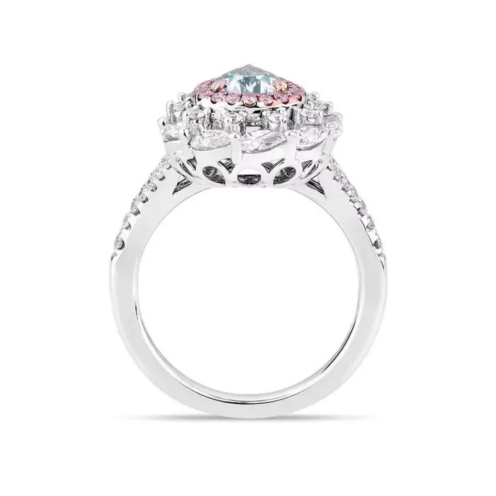 Bague de fiançailles en moissanite bleu vert en forme de poire