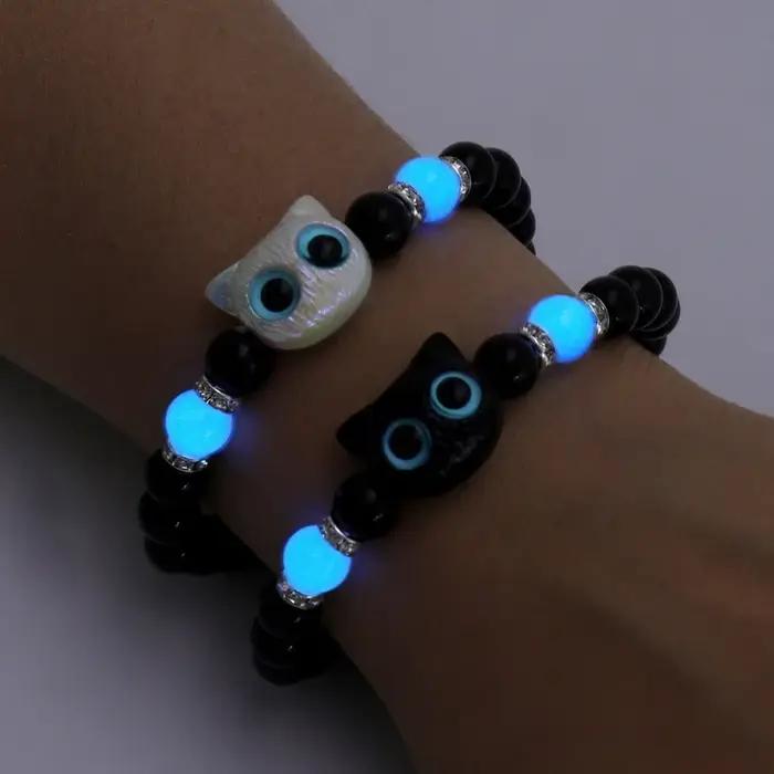 Bracelet pendentif Fluorwisdom Cartoon Big Eye Cat Shoous pour femme