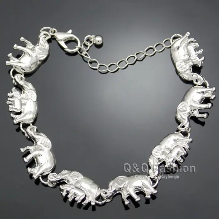 Bracelet à pendentif éléphant plaqué argent pour femme, homme, bébé, avec breloques hindoues Ganesh,