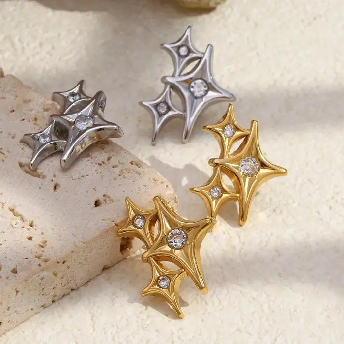 E.B.belle – boucles d'oreilles à trois étoiles à quatre branches