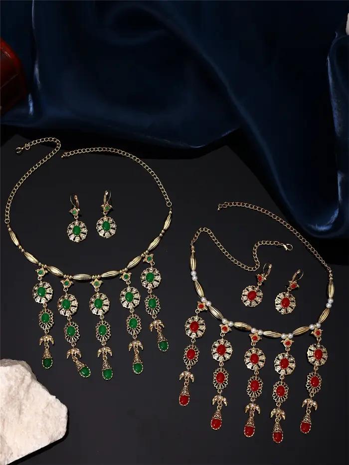 1 ensemble de bijoux rétro de style palais pour femmes