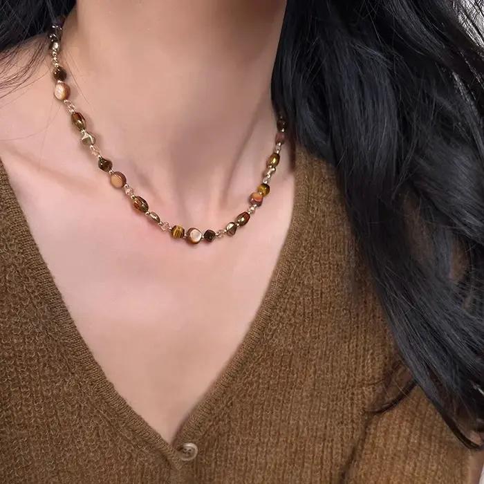 Collier de perles de pierre naturelle Maillard pour femme