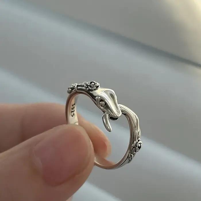 Buyee 925 bague serpent en argent Sterling doigt doux mignon Animal anneau ouvert pour femme mode conception Unique bijoux fins cercle