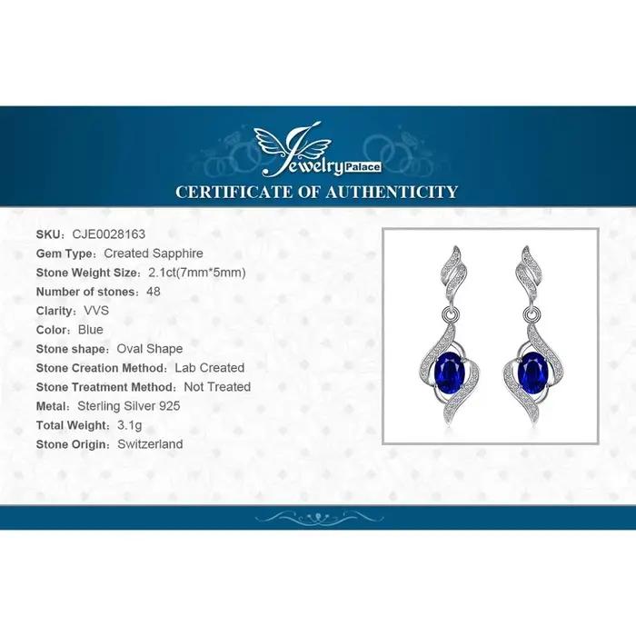 Créé saphir bleu 925 boucles d'oreilles en argent Sterling pour les femmes bijoux fins