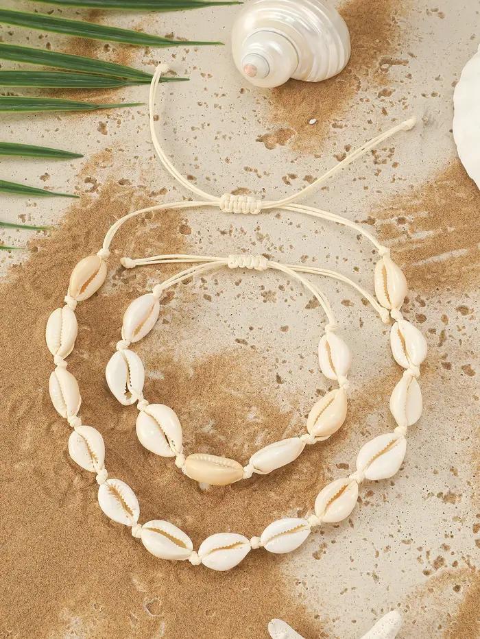 Bohème hawaïen coquillage de mer Bracelet collier bijoux
