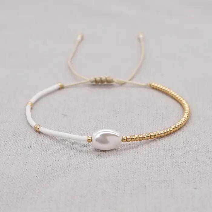 Go2BoHo – Bracelet de perles baroques simples et fines pour femmes