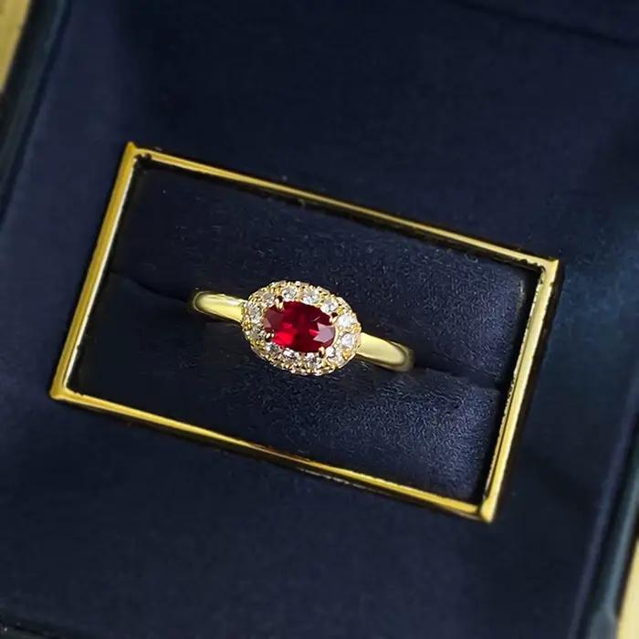 Wong Rain – bague de fiançailles Vintage en argent Sterling 925, coupe ovale, rubis 4x6 MM, pierres précieuses en diamant à haute teneur en carbone, bijoux fins, cadeaux pour femmes