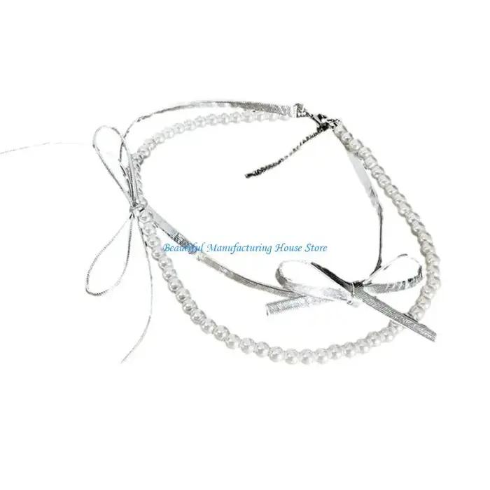 Collier élégant à nœuds papillons en cristal pour femmes, chaîne double couche, détails délicats, bijou empilable pour occasions spéciales