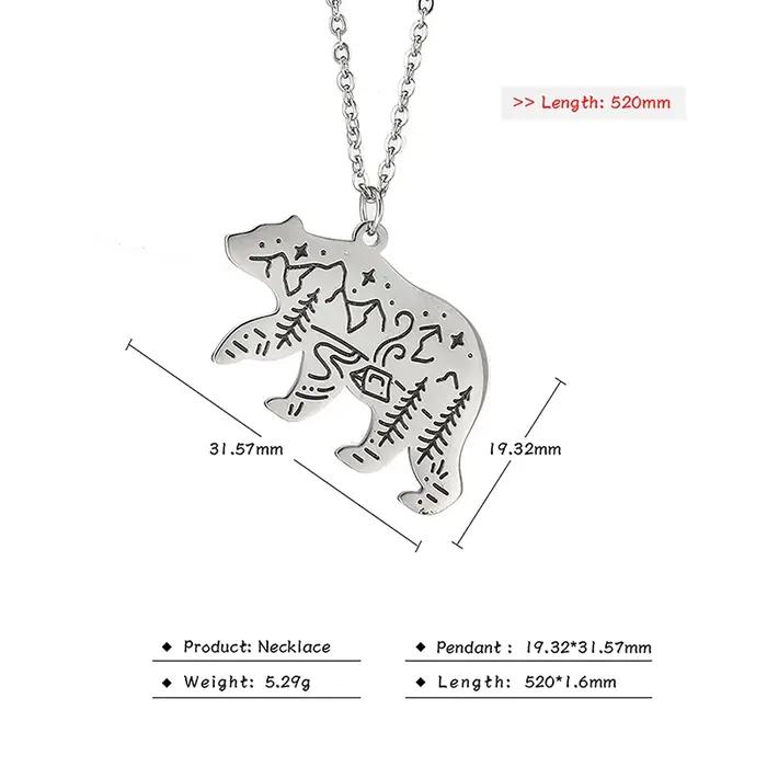COOLTIME ours Animal pendentif collier en acier inoxydable bijoux mode colliers pour femmes déclarat