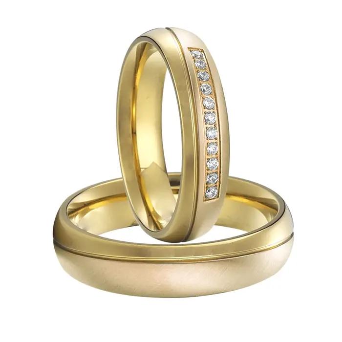 Vente en gros Unique Lover's Alliance Promise Couples Ring Western 14k plaqué or bagues