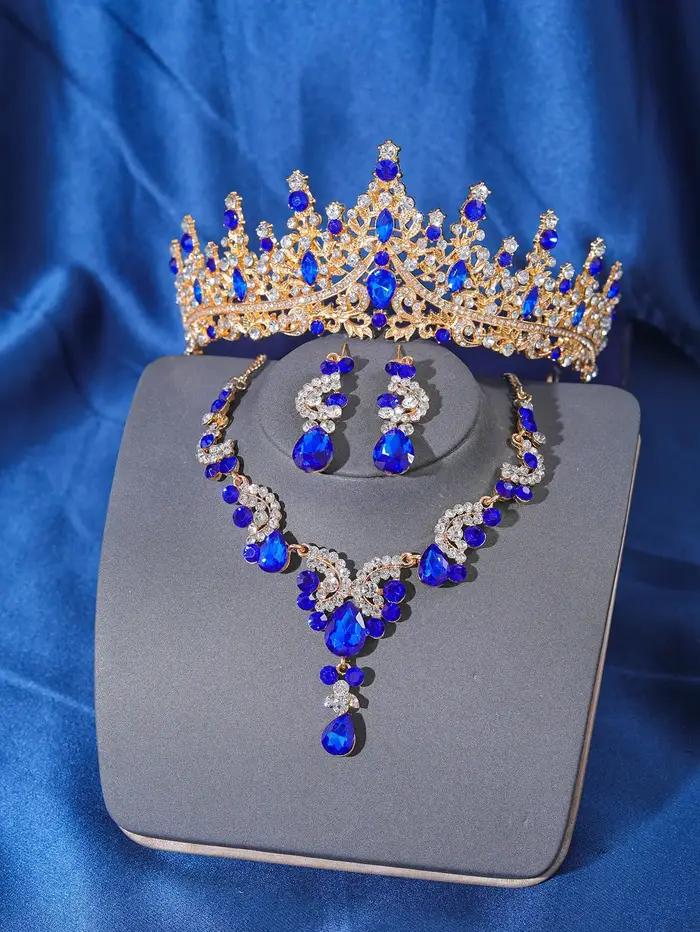 Ensemble de bijoux en cristal noir pour femmes