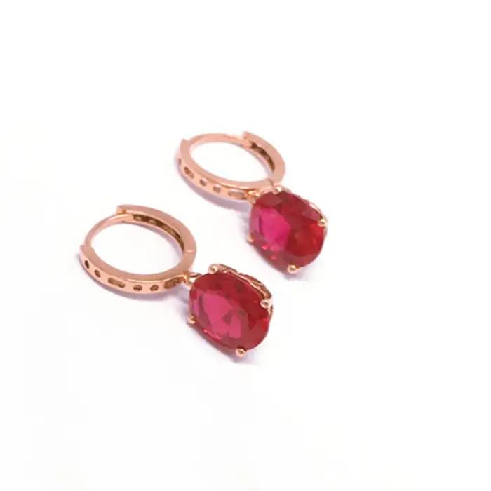 Boucles d oreilles en plaqué or rose 14k avec zirconium rouge pour femmes occasions spéciales élégantes et glamour
