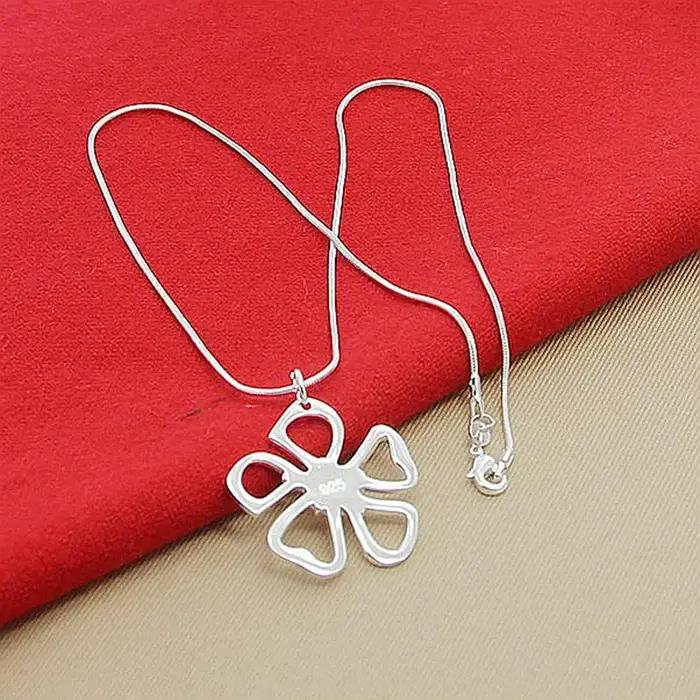 Collier avec pendentif trèfle en argent Sterling 925 pour femmes