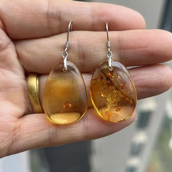 Boucles d'oreilles en ambre véritable et argent Sterling 925 pour femmes, idéales pour les occasions spéciales et les cadeaux personnalisés