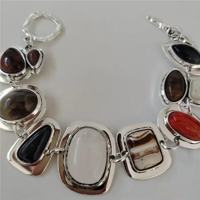 Bracelets vintage indiens résine style bohème ethnique maillons métalliques plaqués or argent bracelets breloques bijoux femmes occasions spéciales