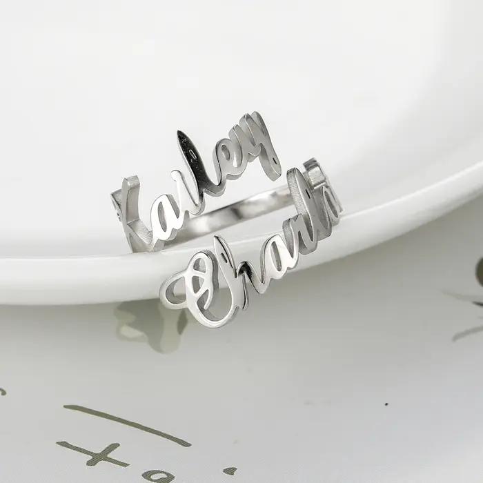 Bague personnalisée à double prénom pour femmes et hommes