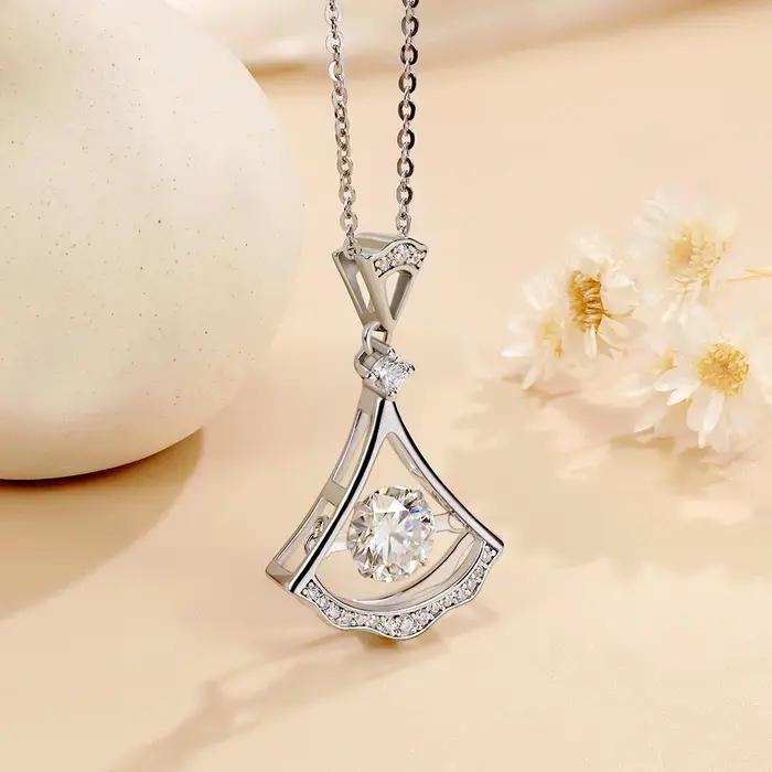 M-JAJA 1ct Moissanite jupe pendentif collier pour femmes S925 en argent Sterling diamant