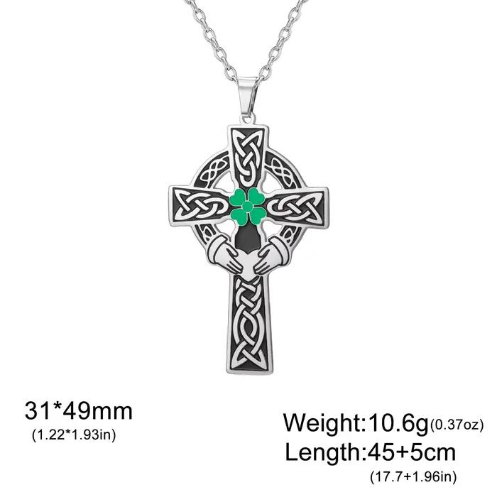 Collier pendentif croix celtique Vintage pour hommes et femmes, Design Shamrock Claddagh, en acier i
