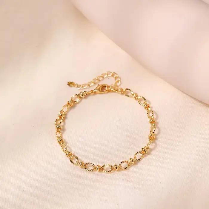 Bracelets à chaîne exquis remplis d'or 18 carats pour femmes, cadeaux de fête de mariage à la mode,