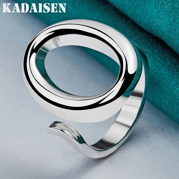 Bague ovale réglable en argent Sterling 925 pour femmes