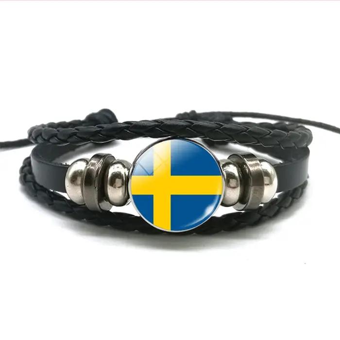 Bracelet en cuir tressé avec ULnoire pour homme, Europe, pays, Royaume-Uni, France, Italie, Espagne,