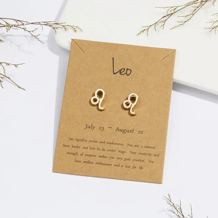 12 Constellation symbole boucles d'oreilles signe du zodiaque bijoux cadeau pour les femmes astrologie scorpion lion