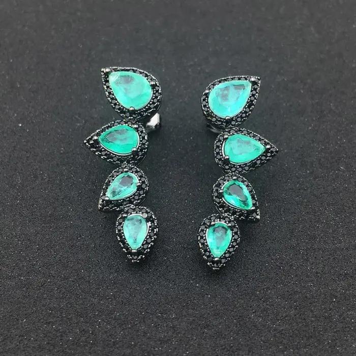 FFGems-Boucles d'Oreilles en Émeraude Synthétique pour Femme