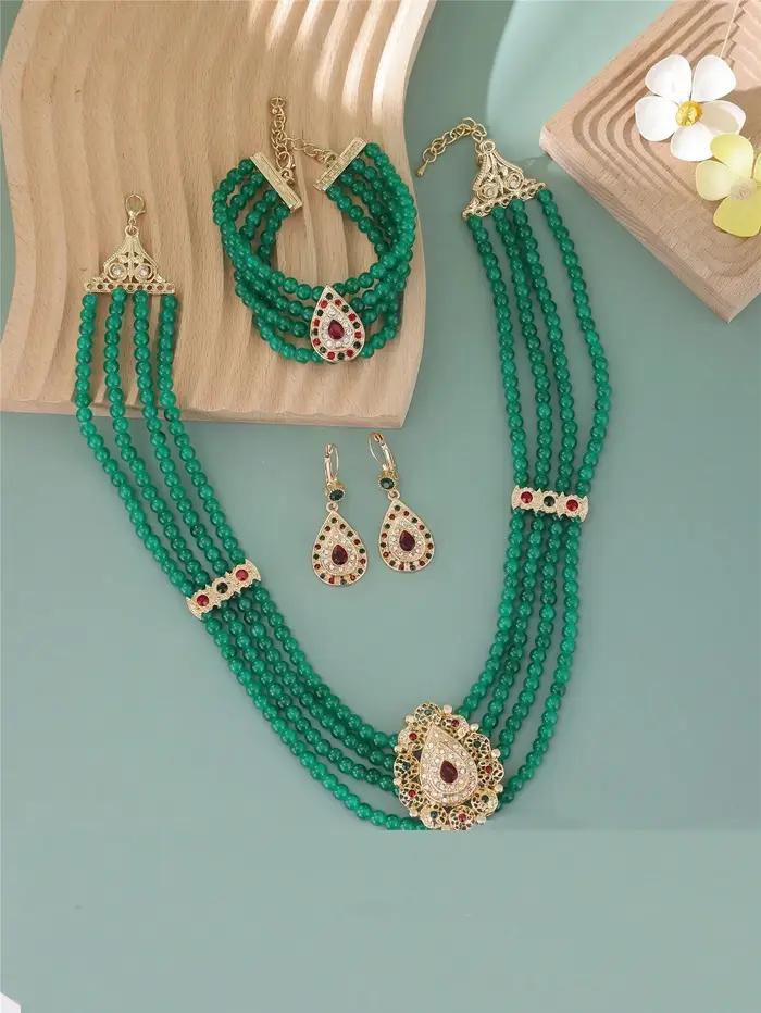 Ensemble de bijoux en perles bordeaux pour femmes