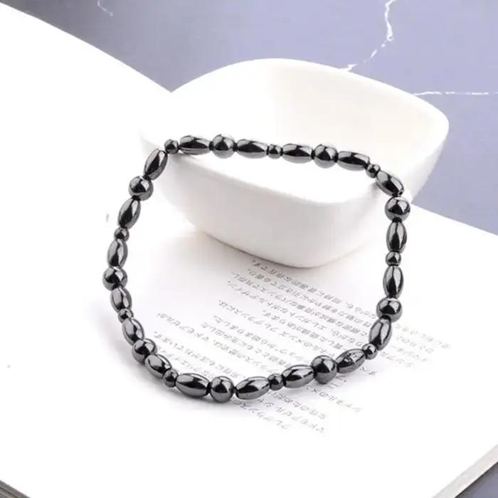 Bracelet de cheville magnétique géométrique en hématite