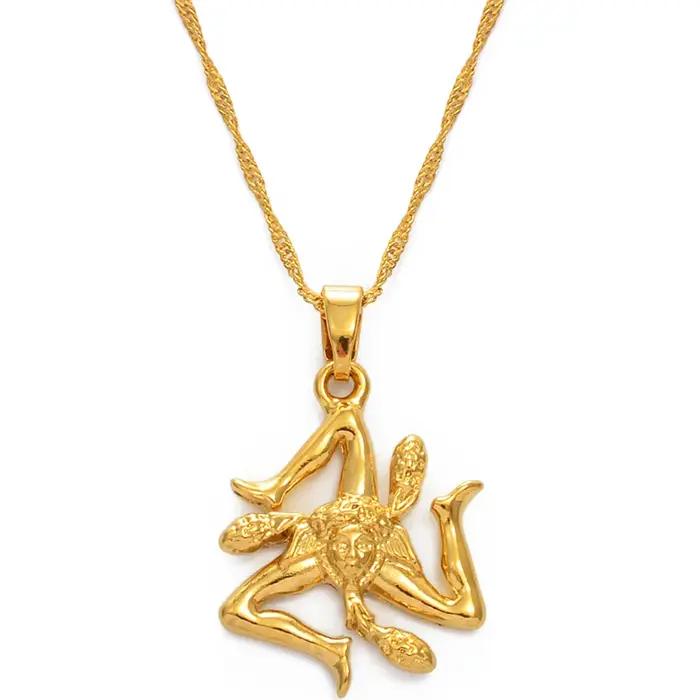 Anniyo sicile italie villes drapeau pendentif colliers, couleur argent/or couleur italien Sicilia bi
