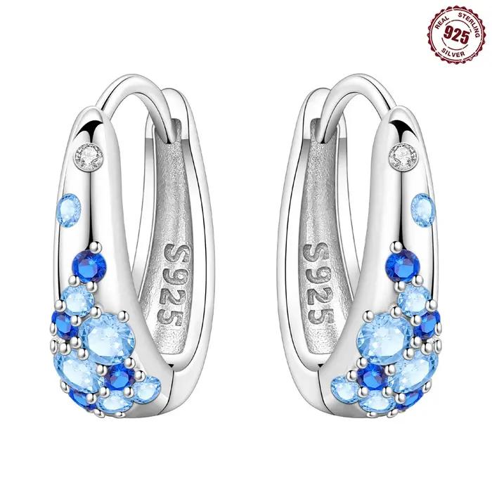 Boucles d'oreilles bleues dégradées en argent sterling OTE4149925, à la mode et polyvalentes, adapté