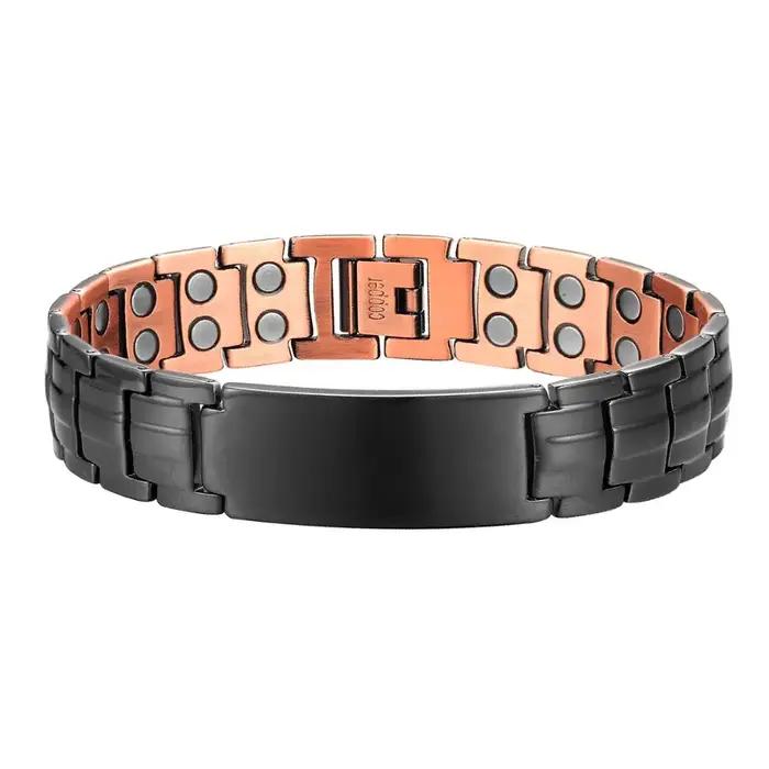 Bracelet magnétique en cuivre personnaliser ID nom Bracelets pour hommes femmes