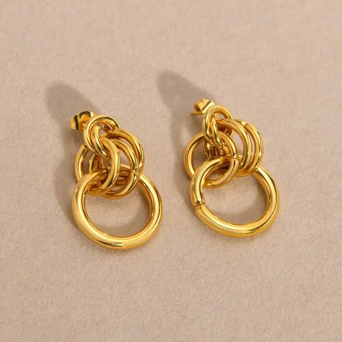 Boucle d'oreille circulaire en acier inoxydable pour femmes