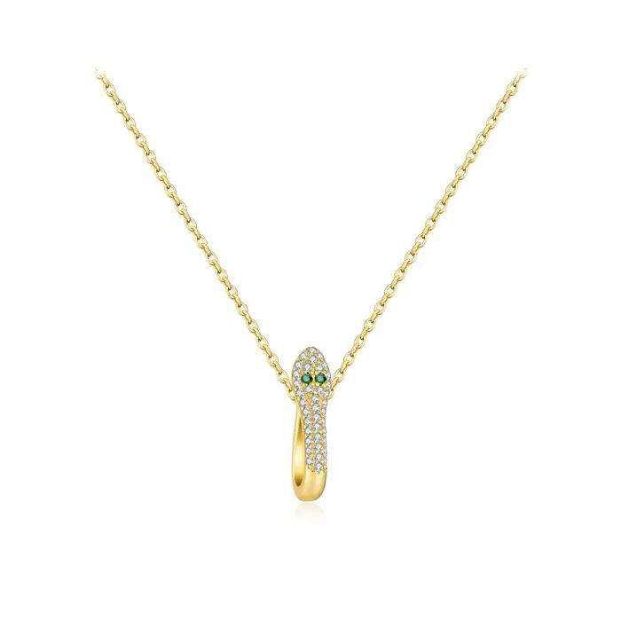 Collier Serpent Vintage en Argent Sterling Zirconium Noir et Blanc Femme Occasions Spéciales