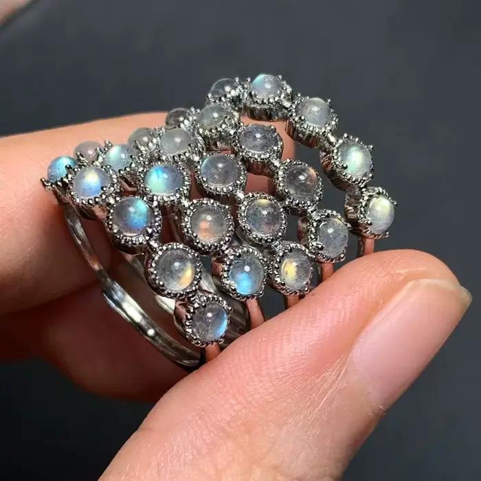 Bague en pierre de lune Labradorite naturelle MM