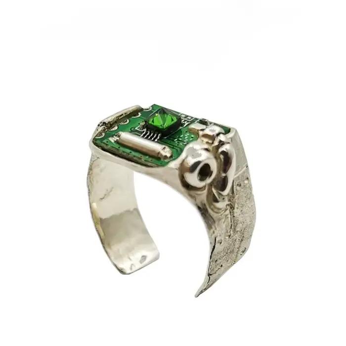 Anneau ouvert Style Cyberpunk, Circuit imprimé, anneaux à puce Punk pour hommes et femmes, bijoux en alliage de cuivre, cadeaux de fête à la mode