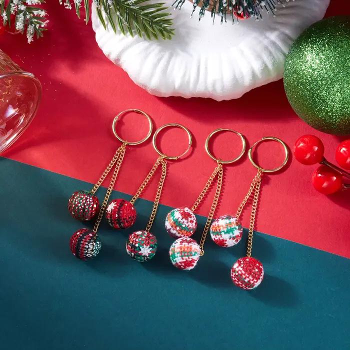 Boucles d'oreilles longues à pampilles en fausse fourrure pour femmes, boule de cheveux colorée créative suspendue, bijoux de Festival du nouvel an