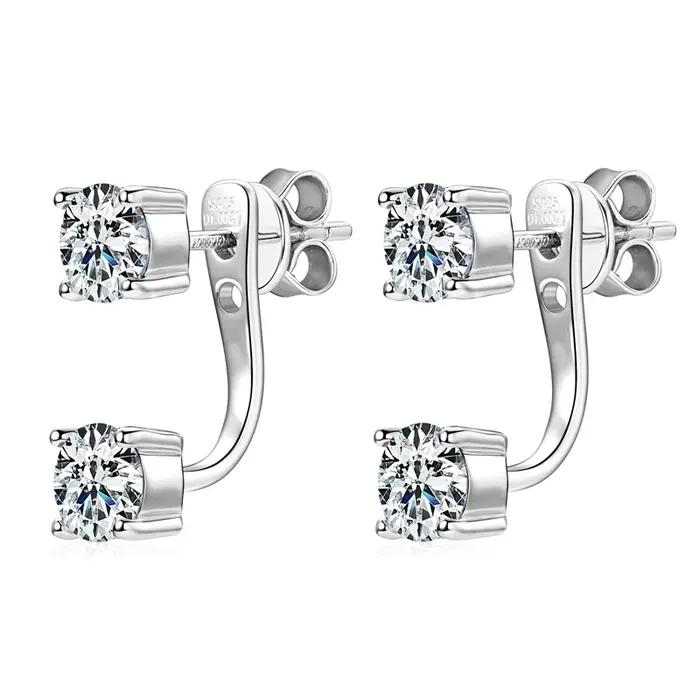 OXTAO D VVS1 Moissanite boucle d'oreille pour femmes 925 boucles d'oreilles en argent Sterling scintillant laboratoire