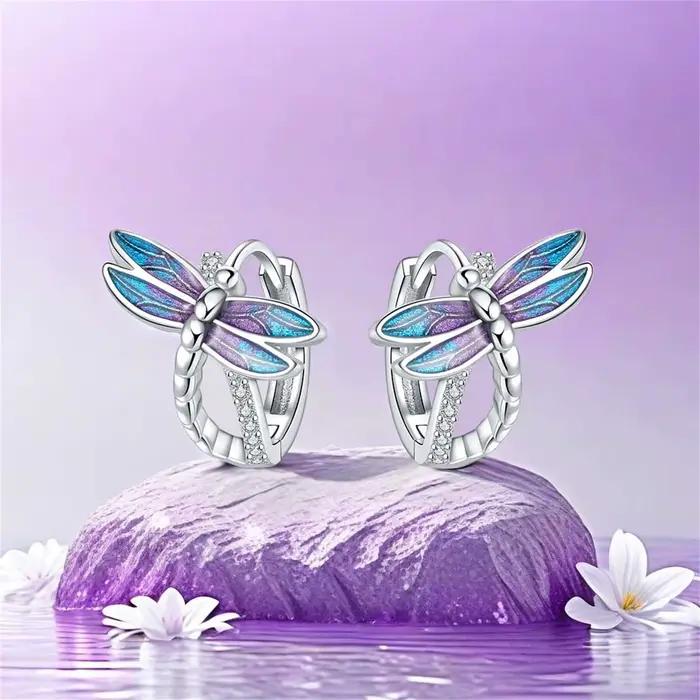 Boucles d'oreilles libellule en argent Sterling 925