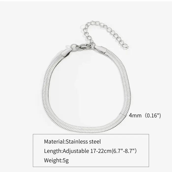 Bracelet à chaîne plate en acier inoxydable pour hommes et femmes