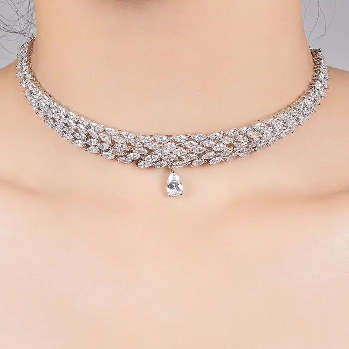 Collier de mariée en Zircon pour femmes, noël, mariage